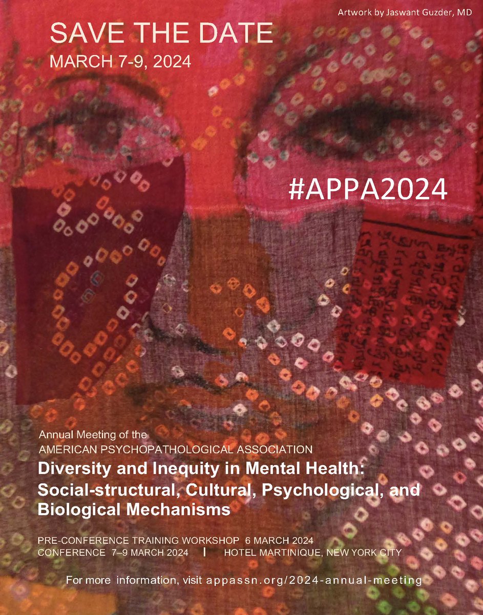 #APPA2024 in NYC! @APPAassociation 
appassn.org/2024-annual-me…
Diversity and Inequity in Mental Health!