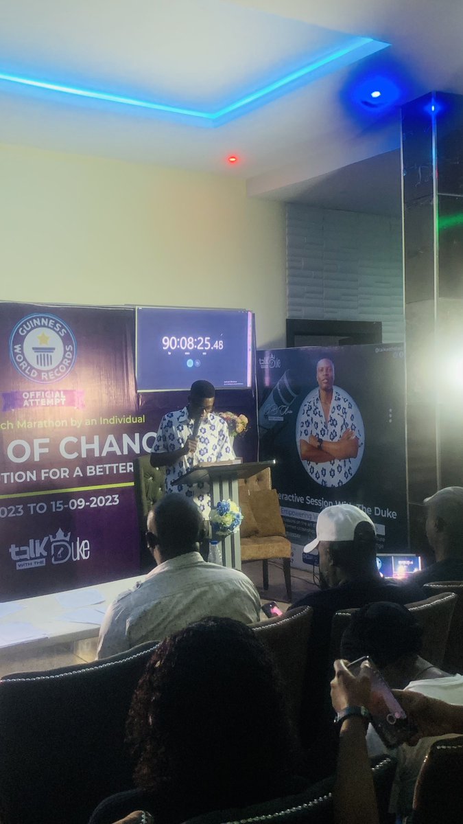 Lord_Bamz's tweet photo. Donβt explain , just believe!!,@Cb_0lusa is officially a record breaker of the longest speech marathon, 90 hours in letβs get 100 now @talkwiththeduke
#GoDuke
#FromWordsToWorldRecord https://t.co/GVwsrYQzp9