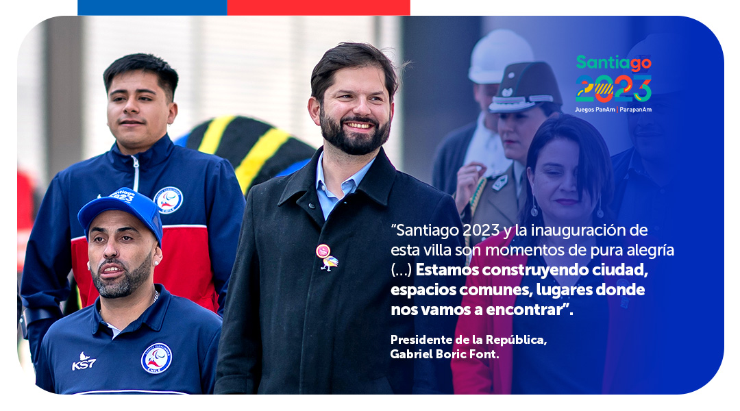 Archivo20222026's tweet photo. "Estamos construyendo ciudad, espacios comunes, lugares en donde nos vamos a encontrar". Hoy el Presidente @GabrielBoric inauguró la Villa #Santiago2023, viviendas que después de albergar a deportistas de todo el continente, se transformarán en el hogar de 1.335 familias 🏡 https://t.co/QzJ1wT2ZXt