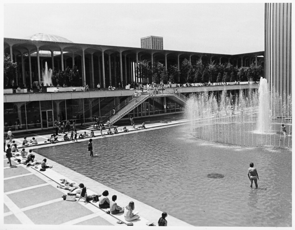 Couldn't have asked for better weather today! Were you outside today enjoying the sunshine and fountain? 'Unidentified students relaxing by the fountain on the Academic Podium at the State University of New York at Albany.' May, 1975 - University Archives #TBT #UAlbany #Archive
