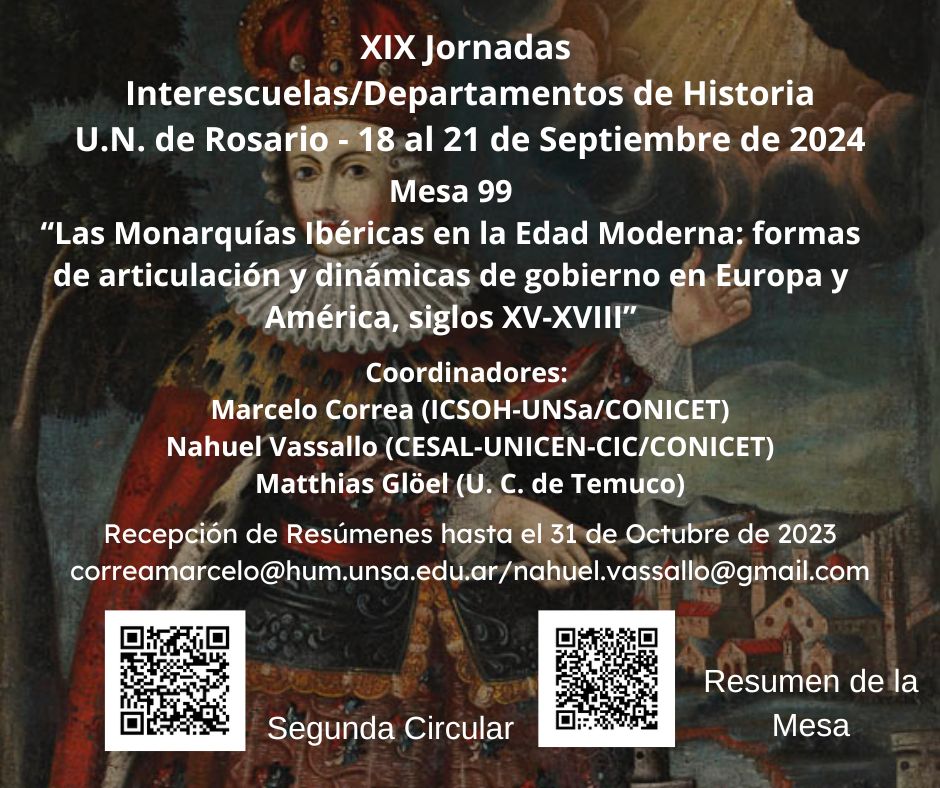 📢📢Convocatoria📢📢
Mesa: "Las Monarquías Ibéricas en la Edad Moderna: formas de articulación y dinámicas de gobierno en Europa y América, ss. XV-XVIII"
👇👇👇
bit.ly/46emhzN