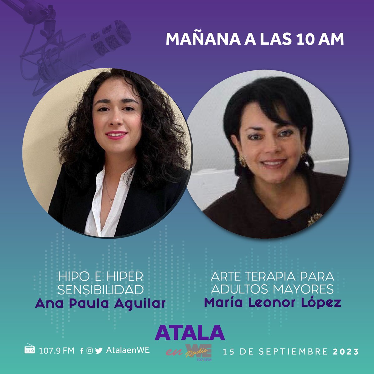 Este #Viernes en #AtalaEnWE
Ana Paula Aguilar nos habla de la Hipo e hiper sensibilidad. Además, conoce más sobre la propuesta de arte terapia para nuestros adultos mayores.
Sintonízanos a través de We Radio 107.9 FM
