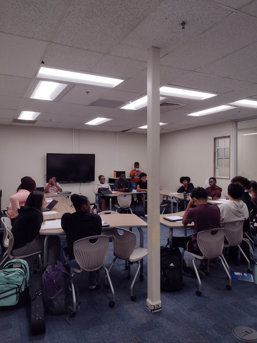 Ms. McConn's class was in the Media Center Teaching Lab today conducting a Socratic discussion.  It was great to see students so engaged in expressing their ideas!