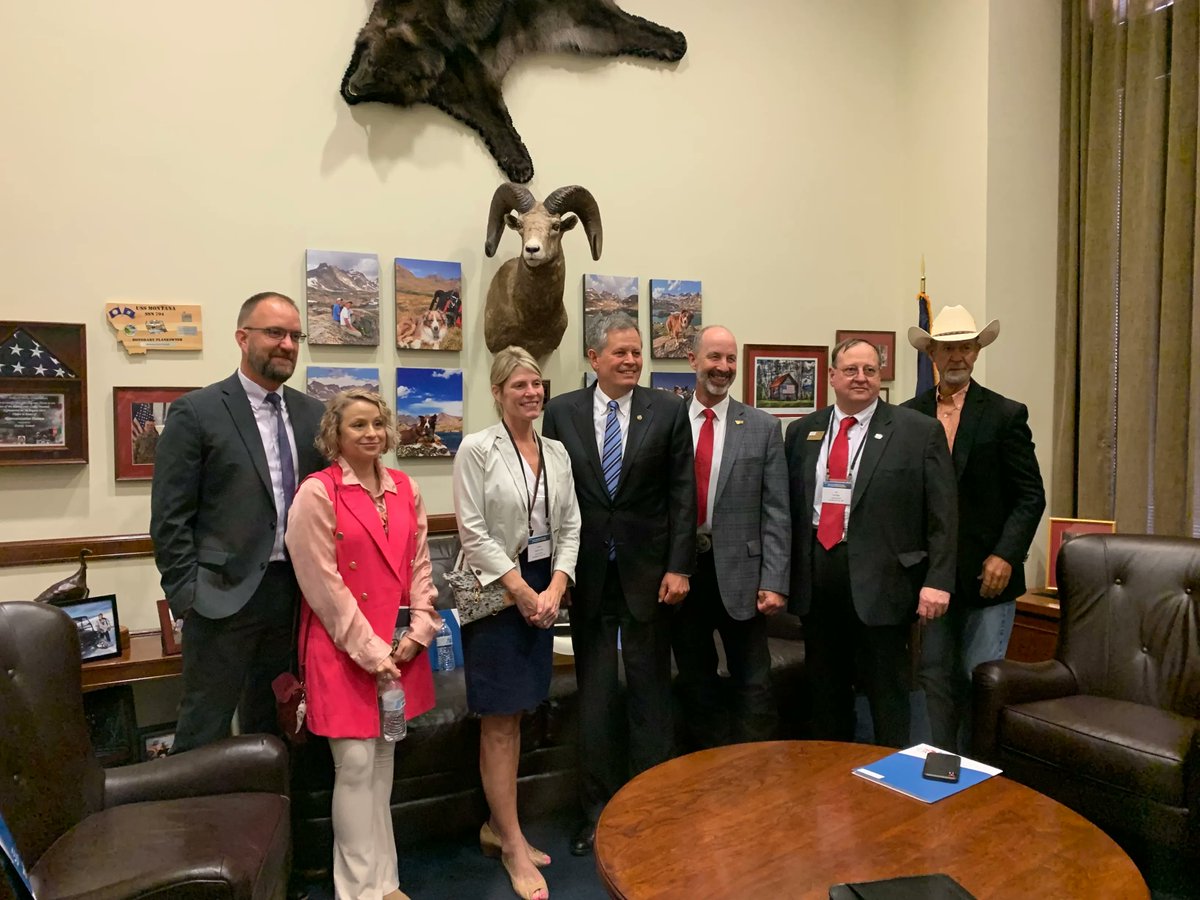 NACoCounties's tweet photo. Commissioners from Montana and West Virginia had a productive discussion on #PILT this morning with @SteveDaines during NACo’s 2023 PILT Fly-In https://t.co/zw6h44MFck