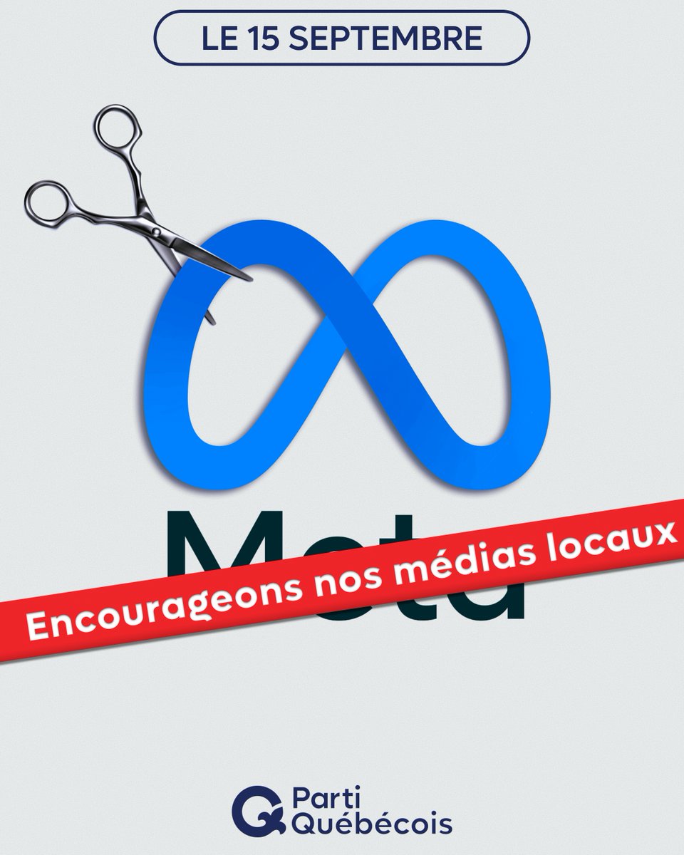partiquebecois's tweet photo. Demain, nous participerons à la journée de boycottage de Meta en étant solidaires des piliers de notre démocratie; nos médias locaux. Donnons l'exemple en participant aux mobilisations des différents groupes en assurant un avenir viable à nos médias!  
#PolQc #BoycottMeta https://t.co/W0kVNemDSh