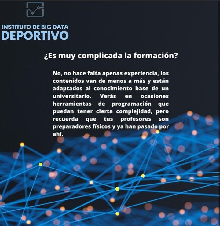 🔵🧑🏽‍💻 PREPARADORES FÍSICOS, ESTO SI ES PARA VOSOTROS 📚⚪

Os presentamos nuestro certificado en Big data para la optimización y valoración del rendimiento físico deportivo 🏀⚽🏋🏼‍♂️.

Un certificado único con una metodología avanzada.📈

Únete ⚪🔵

institutodebigdatadeportivo.com