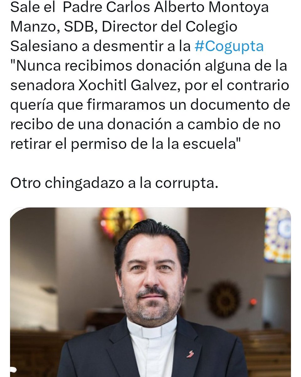 ndurancoronado's tweet photo. LO QUE FALTABA ‼️

SALE EL DIRECTOR DE COLEGIO SALESIANO A DESMENTIR DONACIÓN‼️

QUE FIRMARA DONACIÓN FALSA PARA DEJARLOS TRABAJAR‼️

#AsíSeLasGasta
#CoguptaYTontona https://t.co/k4O1vMV4hX