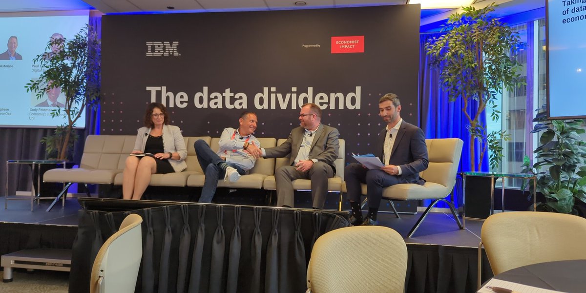 damgeeks's tweet photo. Taking Advantage of Data During Times of Economic Uncertainty was the opening topic in  The @economistimpact's
 #TheDataDividend session hosted by @CodyFeldman in Toronto on Tuesday. Engaging talk about how data is important to making informed decisions. https://t.co/Nggsf6zBKS