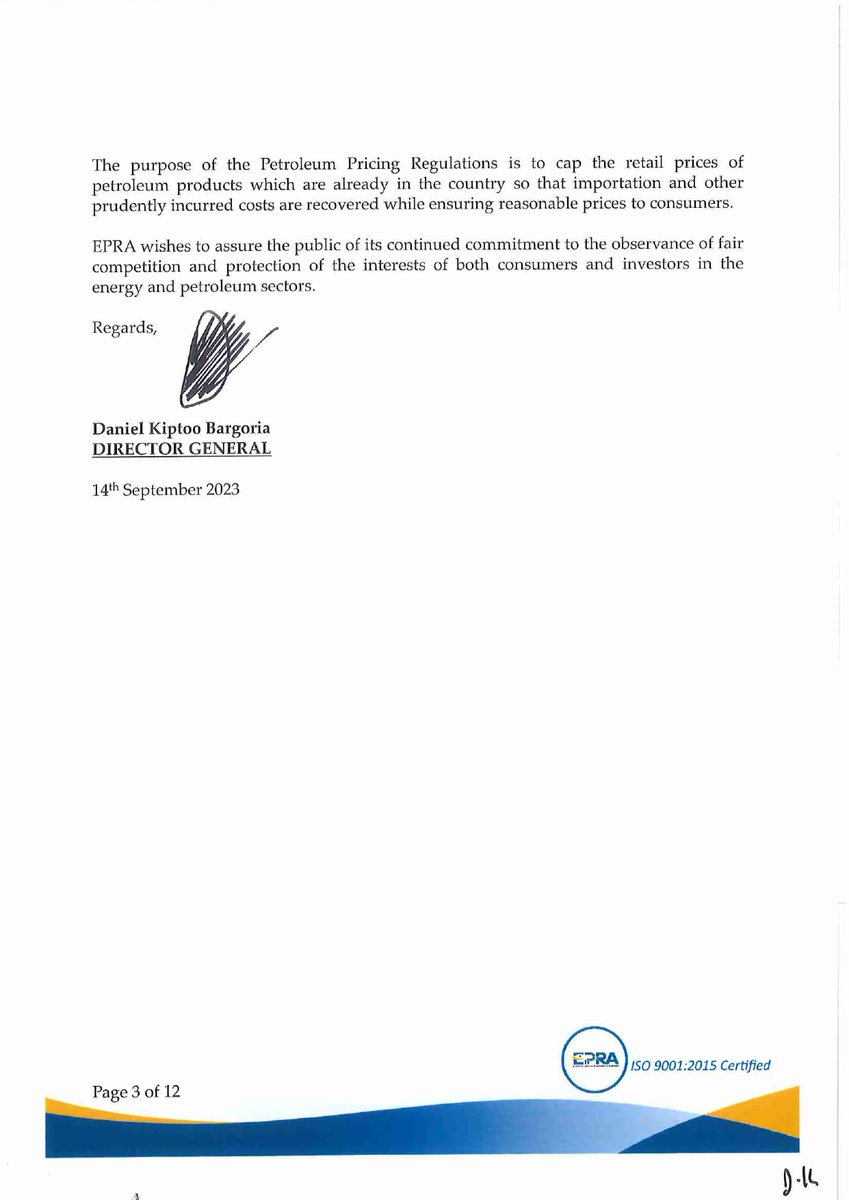 EPRA_KE's tweet photo. @EPRA_Ke has calculated the maximum retail prices of petroleum products, which will be in force from 𝟏𝟓𝐭𝐡 𝐒𝐞𝐩𝐭𝐞𝐦𝐛𝐞𝐫 𝟐𝟎𝟐𝟑 to 𝟏𝟒𝐭𝐡 𝐎𝐜𝐭𝐨𝐛𝐞𝐫 𝟐𝟎𝟐𝟑.

The maximum allowed petroleum pump prices in Nairobi are as follows: Super Petrol increases by KShs.16.96, Diesel increases by KShs.21.32 per litre & Kerosene increases by KShs.33.13 per litre.^DC