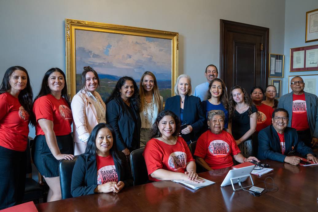 gillibrandny's tweet photo. Today I’m reintroducing the #FABRICAct, my landmark bill to protect garment workers' labor rights and revitalize the American garment manufacturing industry. And this week, nearly 80 garment workers and advocates from across the country joined me to help reintroduce our bill! https://t.co/uvN3Ln8f9a