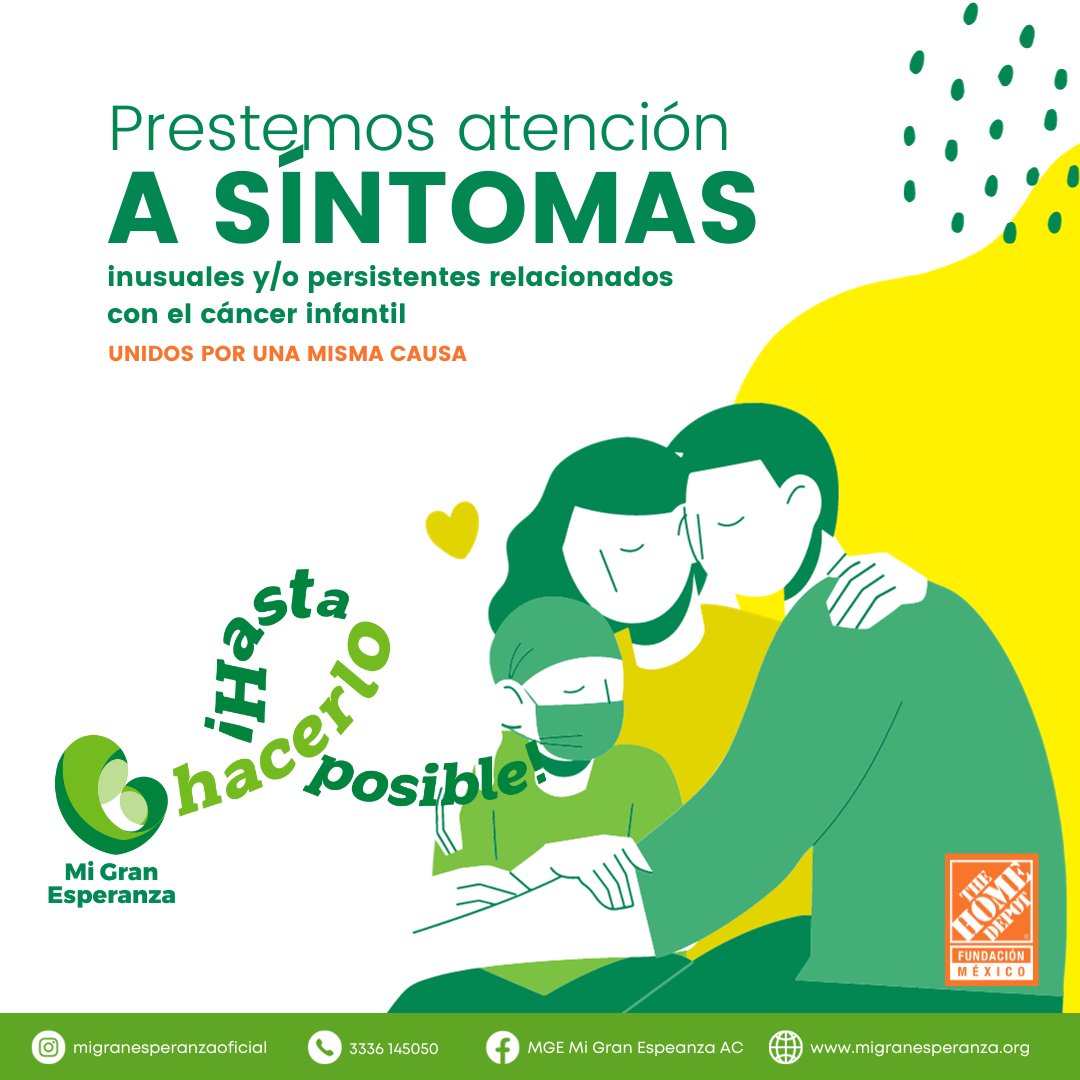 GranEsperanzaAC's tweet photo. 👶💛 ¡Cuidemos a los más pequeños! La atención a los síntomas es clave para detectar a tiempo el #CáncerInfantil. No subestimes ningún signo. Juntos podemos marcar la diferencia en la lucha contra esta enfermedad. 🌟 #AtenciónEsPrevención #MiGranEsperanza #TheHomeDepot https://t.co/rIeCufiMKy