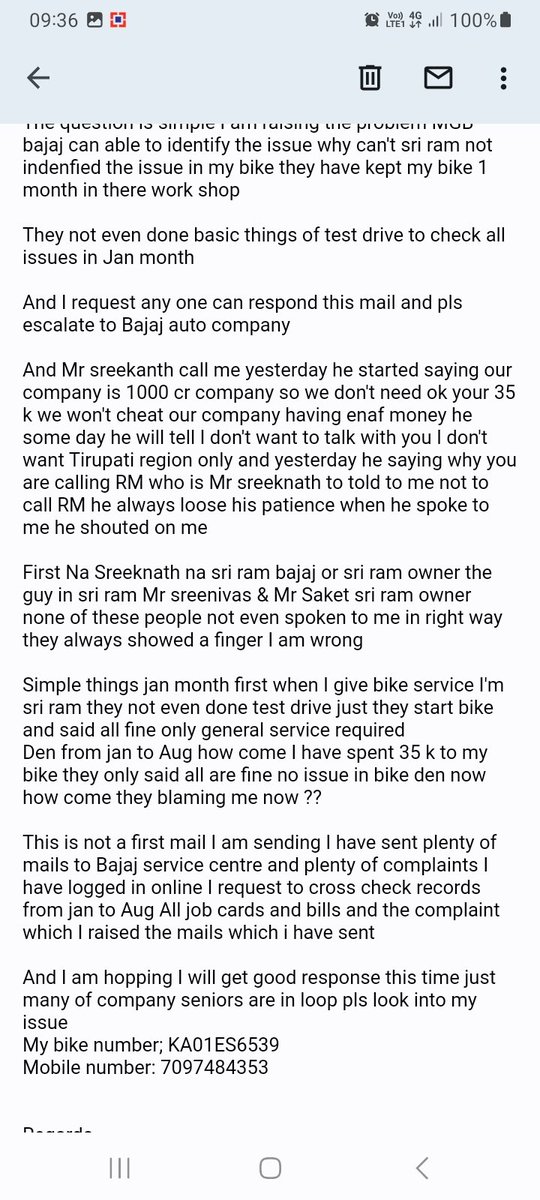 siddarthb2's tweet photo. @_bajaj_auto_ltd @PiyushGoyal @sanjivrbajaj @VoiceRajivBajaj @PiyushGoyalOffc @CimGOI @PMOIndia still not got any replay still who to add in this tweet I have added central Minister and pmo https://t.co/EmtvLzyhhP bajaj still who to add is this the justication? Not even got single call this now ?? What is this https://t.co/xA2A1xDgTJ