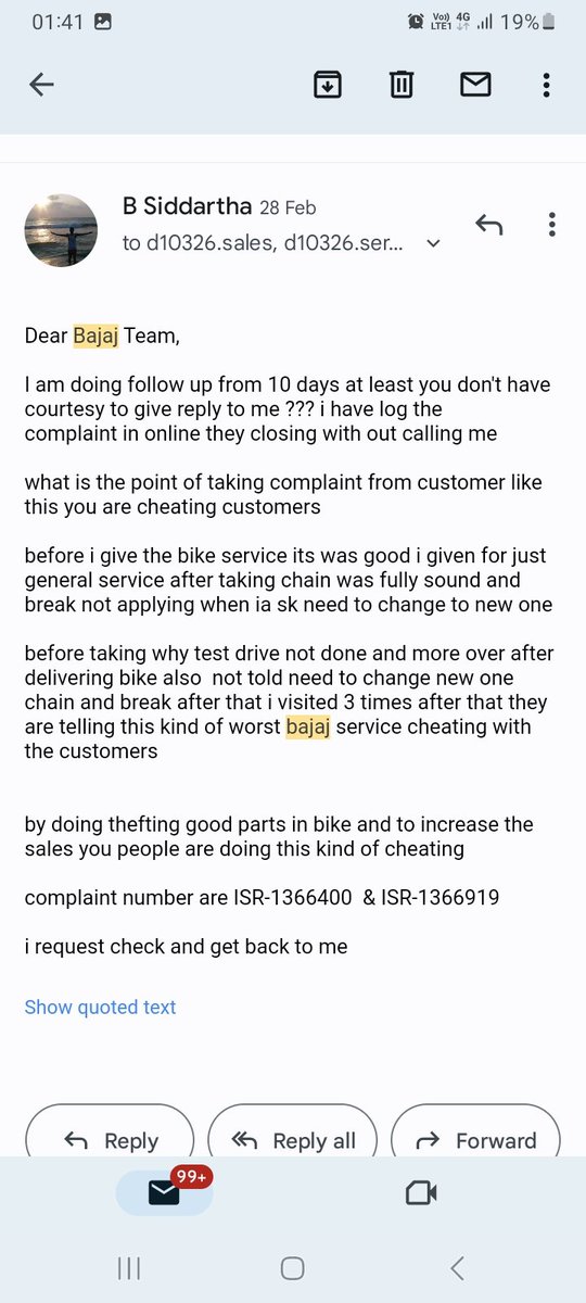 siddarthb2's tweet photo. @_bajaj_auto_ltd @PiyushGoyal @sanjivrbajaj @VoiceRajivBajaj @PiyushGoyalOffc @CimGOI @PMOIndia still not got any replay still who to add in this tweet I have added central Minister and pmo https://t.co/EmtvLzyhhP bajaj still who to add is this the justication? Not even got single call this now ?? What is this https://t.co/xA2A1xDgTJ