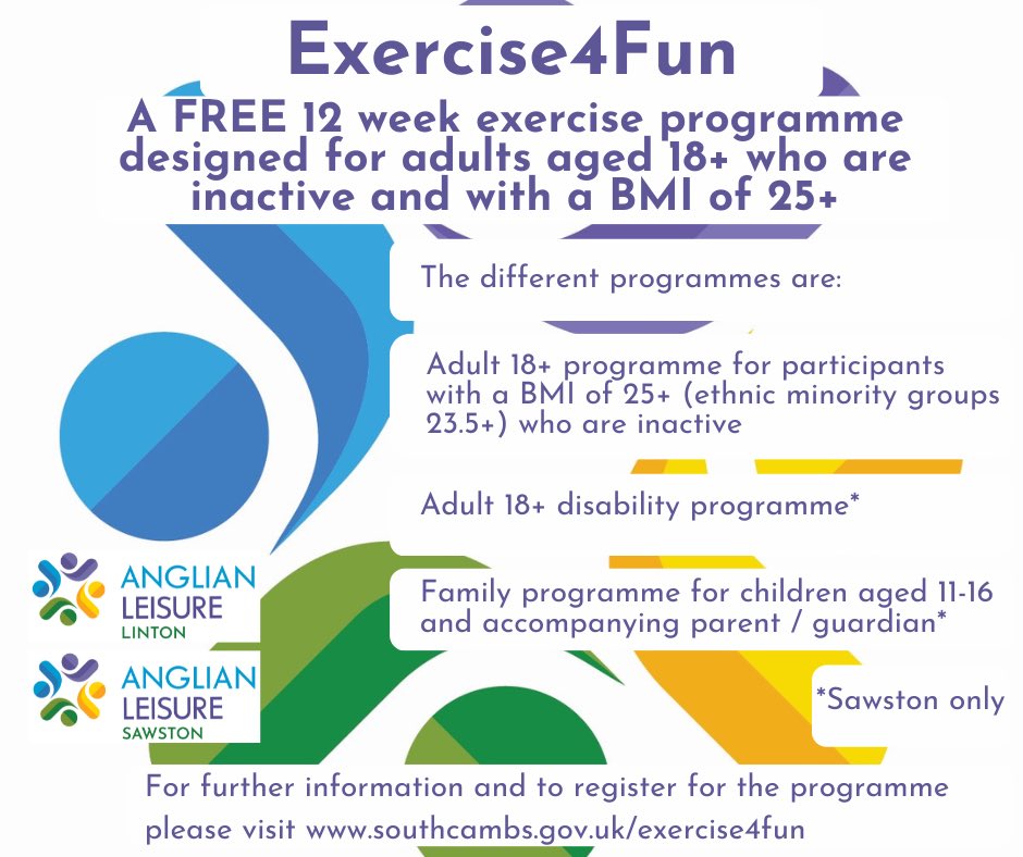 Exercise4Fun programmes <a href="/al_sawston/">Anglian Leisure Sawston</a> and Anglian Leisure Linton