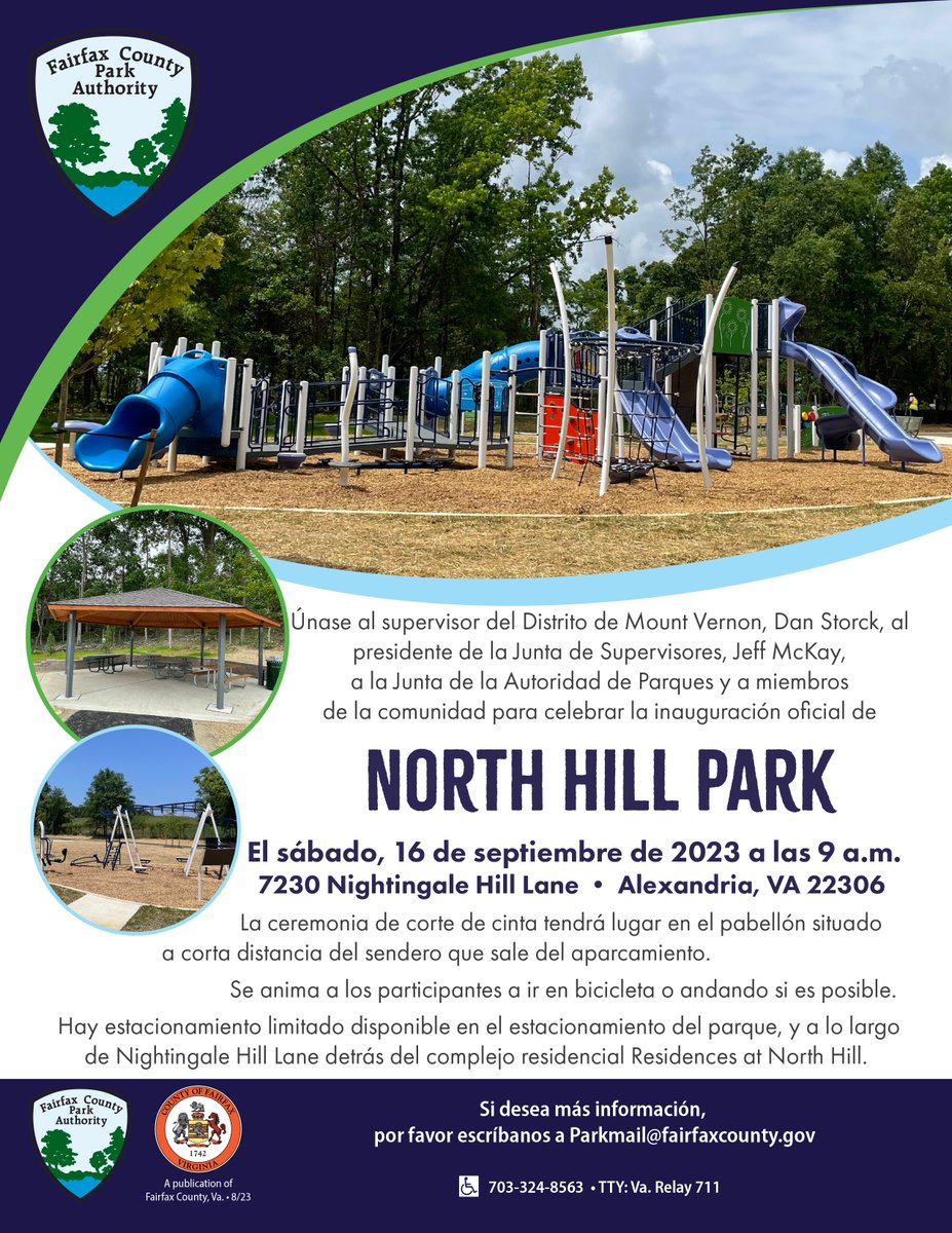 Join us on Saturday, September 16 at 9 a.m. for the official ribbon cutting of North Hill Park (7230 Nightingale Hill Lane)! The ribbon cutting will be held at the pavilion located a short walk up the trail from the park parking lot.