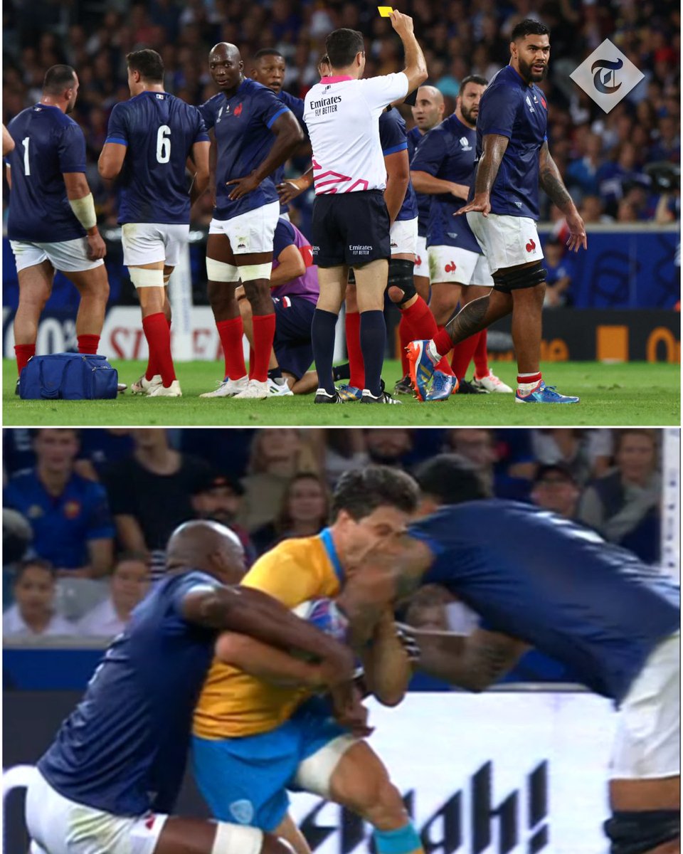 TelegraphRugby's tweet photo. The bunker did not upgrade this tackle to a red 🟨🟥

The right call or yet more inconsistency?

#TelegraphRugby I #FRAvURU | #RWC2023 https://t.co/pQw1xWgLoa