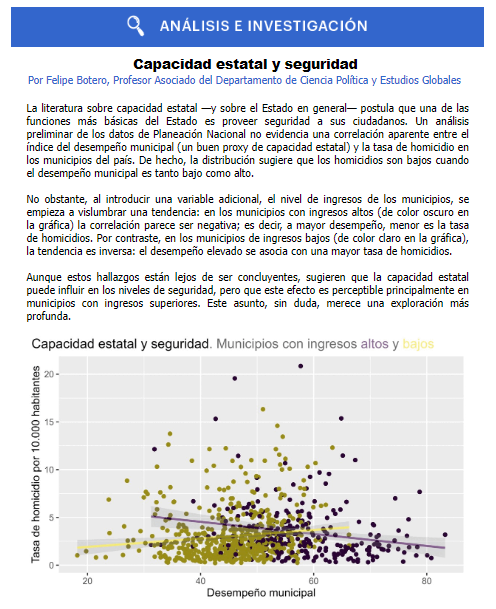 #Análisis e #Investigación 

🗞️Capacidad estatal y seguridad➡️tema que plantea <a href="/fboteroj/">Felipe Botero</a> profesor de <a href="/CPolUniandes/">Ciencia Política y Estudios Globales Uniandes</a> en la más reciente edición del boletín DePolítica. 

Accede a la edición N°421 aquí👇
bit.ly/3Zm4bts