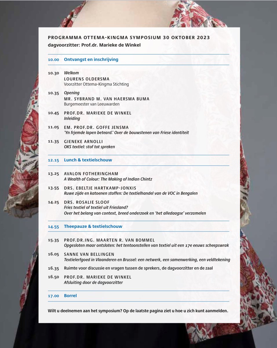 Op 30 oktober symposium van de Ottema-Kingma Stichting ‘Voor de draad ermee!’ over Fries textiel uit de periode 1700-1850 tinyurl.com/56n3v6m3