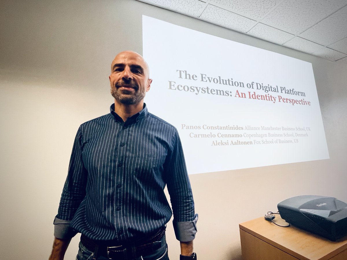 Thank you Panos Constantinides (@C_Panos) for a great visit and talk “The Evolution of Digital Platform Ecosystems: An Identity Perspective” in our MIS Distinguished Speaker Series!