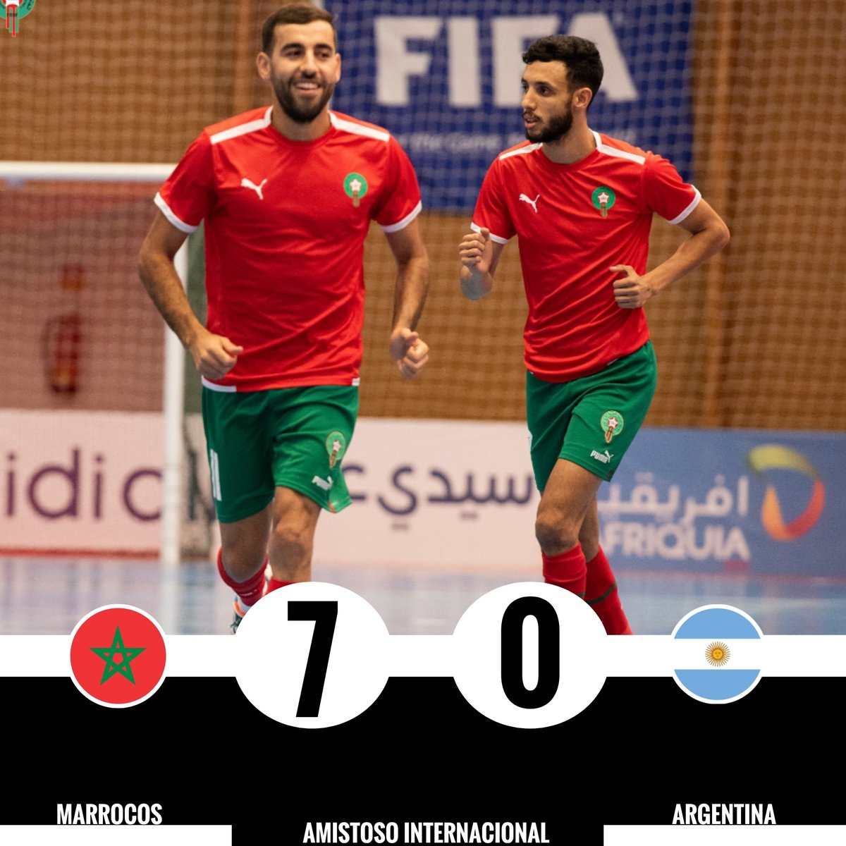 FSProfissional's tweet photo. ⏰ 40 | 2°T : Final de Partida 

Marrocos 🇲🇦  7-0 🇦🇷 Argentina 

🏆 Amistoso Internacional de Futsal https://t.co/XjTUNmhR15