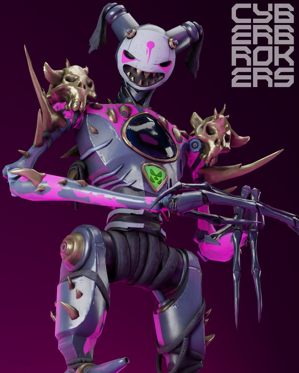 Mech: Deadpoint 
Name: Demon of Crazy  

The CyberBrokers team hit a dinger here on the aesthetic I wanted in a mech.   

One of a few in the garage for my Brokers. The least friendly of them I'd say.  

Thanks to <a href="/sky2_eth/">sky2.eth</a> for help bringing this one to life in a clean render.