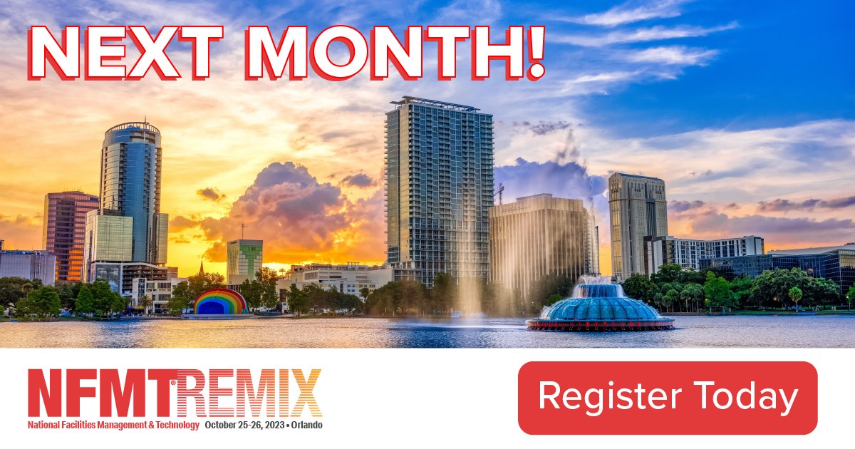 profmcredential's tweet image. Will we see you at #NFMTRemix23? Our ProFM team can&apos;t wait to be back in Orlando and connect with FMs face-to-face. Haven&apos;t registered yet? No worries, you can do that here: okt.to/GAridx #TransformFM #FacMan @Facilities_NFMT
