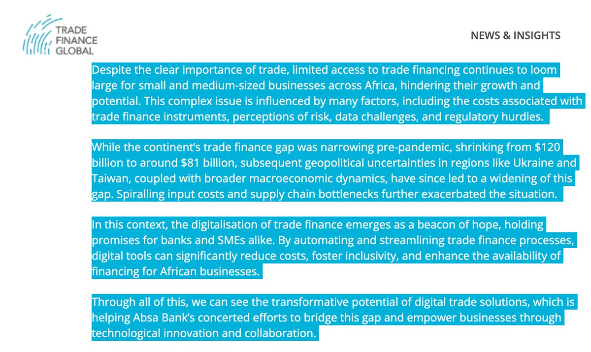 🚨 Urgent Alert 🚨 Africa's SMEs face a critical trade finance gap. Geopolitical uncertainties and supply chain woes worsen the situation. The need for digitalization is pressing. The digital transformation is in full swing #XDC THE STANDARD in #digitaltrade