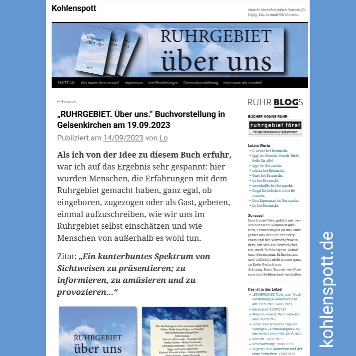 kohlenspott's tweet photo. Neuer Lesestoff im Ruhrgebiet! https://t.co/WzvbSfkqs0
#vonneruhr #Literatur #Ruhrgebiet #buchvorstellung #lotharjunius #gelsenkirchen #Buch https://t.co/9YlMv1NSpc