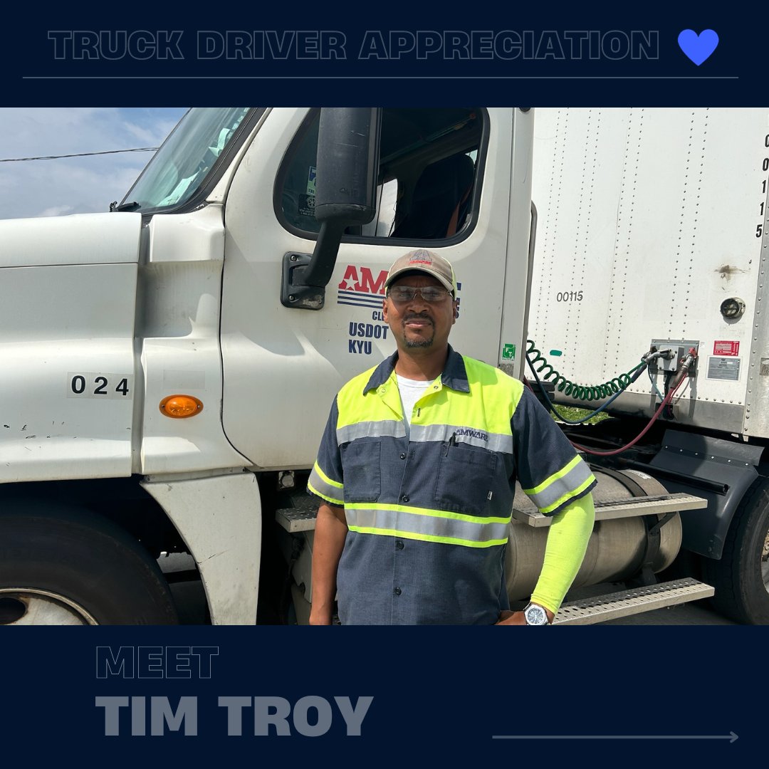 AmwareCompanies's tweet photo. Meet Tim!

Tim has been a great asset on our team and we are thankful for his hard work! #truckdriverappreciation https://t.co/IyGugWJi1u