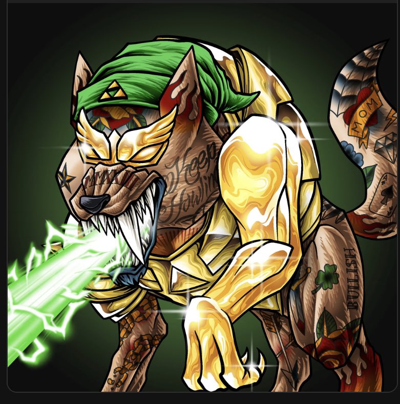 Stake_N_Bake106's tweet photo. Name a NFT project where you can swap traits to increase rarity⁉️🤯#tattoo #gold #GreenLaser #LinkHat https://t.co/b3WwgyyaGu