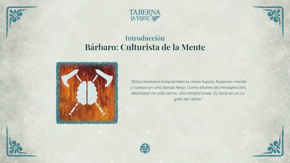 tabernalaveloz's tweet photo. ¿Nunca habéis pensado en lo divertido que podría llegar a ser un bárbaro que utiliza el cerebro para algo mas que repartir estopa?

Pues ya tenéis disponible esta nueva subclase de bárbaro culturista de la mente en nuestra web! https://t.co/TNwwBMV9QC