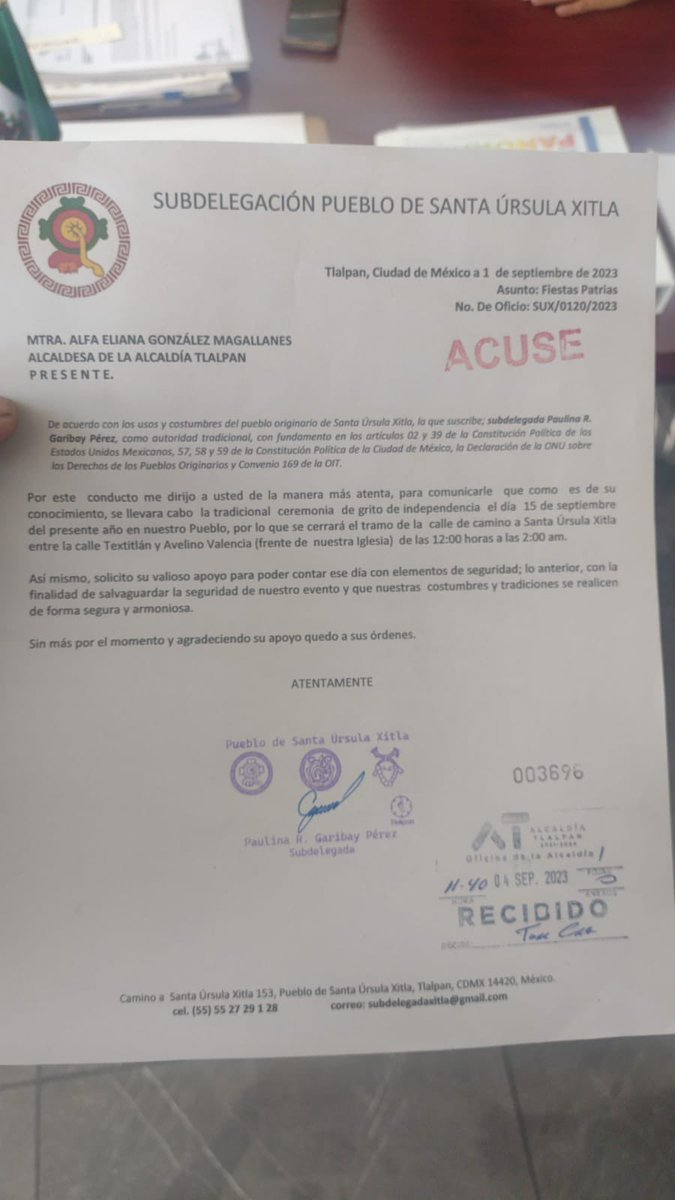 TlalpanVecinos's tweet photo. Vecinos de Santa Úrsula Xitla les traigo malas noticias. 
Debido a los usos y costumbres, van a cerrar este 15 de septiembre la calle Camino a Santa Úrsula Xitla, entre Textitlán y Avelino Valencia, para que tomen sus precauciones. https://t.co/0tdDUkIy8m