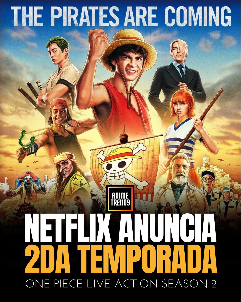 AnimetrendsLA's tweet photo. ¡¡¡GANAMOS!!!

EL LIVE ACTION DE ONE PIECE
TENDRÁ SEGUNDA TEMPORADA 🏴‍☠️

¡NETFLIX HIZO EL ANUNCIO OFICIAL!
#OnePieceLiveAction #Season2 https://t.co/oHTGLqwEbQ