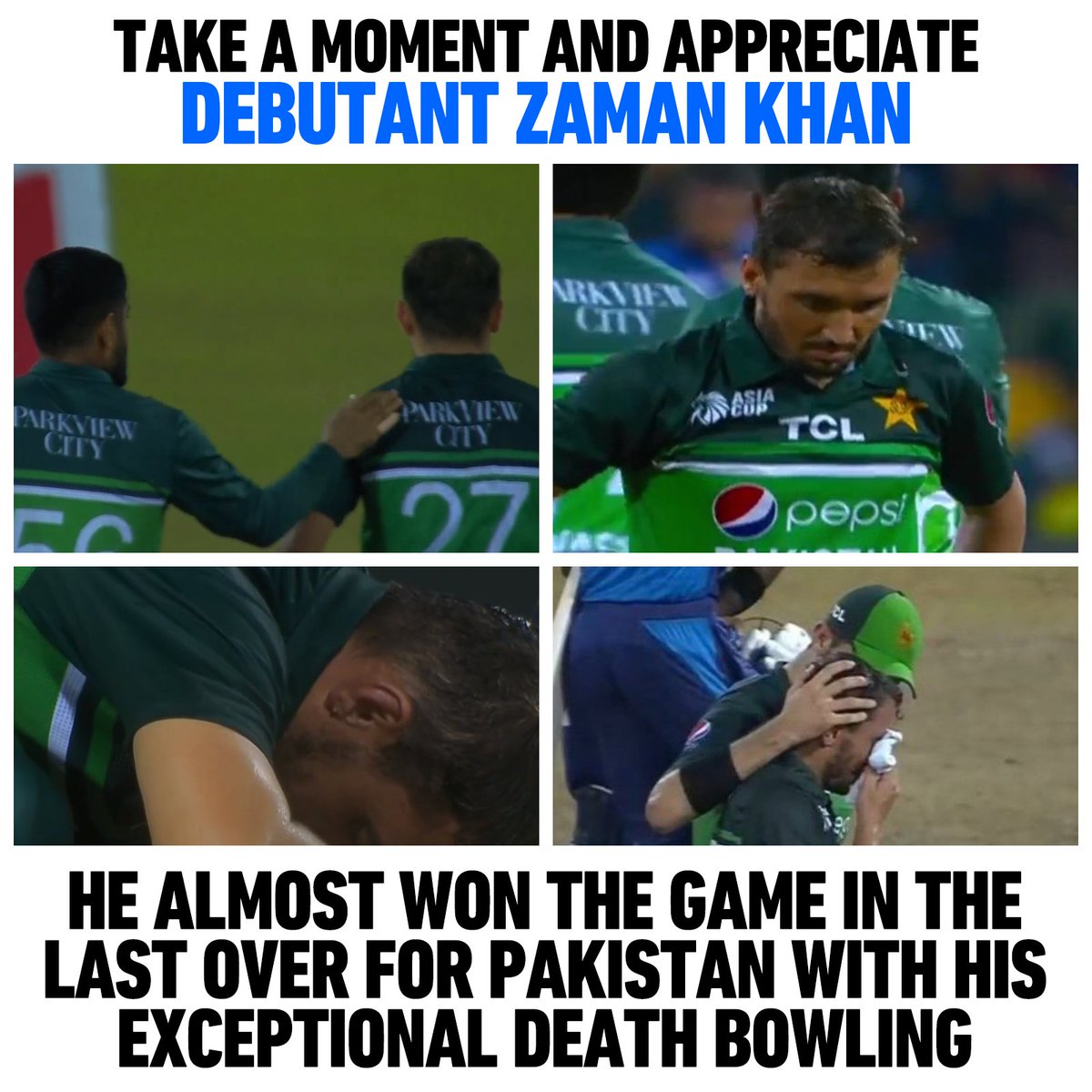 Ubaidullah_PAK's tweet photo. No matter we lost the match, but Zaman khan has won our heart.❤️
#PAKvSL | #AsiaCup2023 https://t.co/VqUYaUGYvP