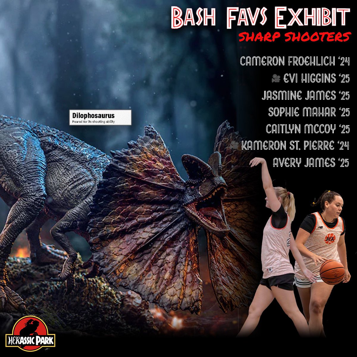 Bash Hudson (@bashhoopsne) on Twitter photo 🦕HERassic Park🦕
Let’s end with some snipers 🎯 🔥🔥
A few Fav shooters from HERassic Park
<a href="/cam_froehlich/">Cameron Froehlich</a> || <a href="/kameronstpierre/">kameronstpierre</a> 📸|| <a href="/EviHiggins/">Evi Higgins</a> 📸|| <a href="/caitlynmccoy23/">Caitlyn McCoy</a> || <a href="/avery_james11/">avery</a> || <a href="/jazzj_21/">Jasmine James</a> || <a href="/SophieMaharRI/">Sophie Mahar</a> 🦕HERassic Park🦕
Let’s end with some snipers 🎯 🔥🔥
A few Fav shooters from HERassic Park
<a href="/cam_froehlich/">Cameron Froehlich</a> || <a href="/kameronstpierre/">kameronstpierre</a> 📸|| <a href="/EviHiggins/">Evi Higgins</a> 📸|| <a href="/caitlynmccoy23/">Caitlyn McCoy</a> || <a href="/avery_james11/">avery</a> || <a href="/jazzj_21/">Jasmine James</a> || <a href="/SophieMaharRI/">Sophie Mahar</a>