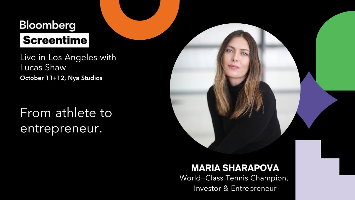 NEW: World-Class Tennis Champion @MariaSharapova joins @jasonkellynews on the mainstage for #BloombergScreentime October 12th! bloom.bg/3ZgQYln🎾