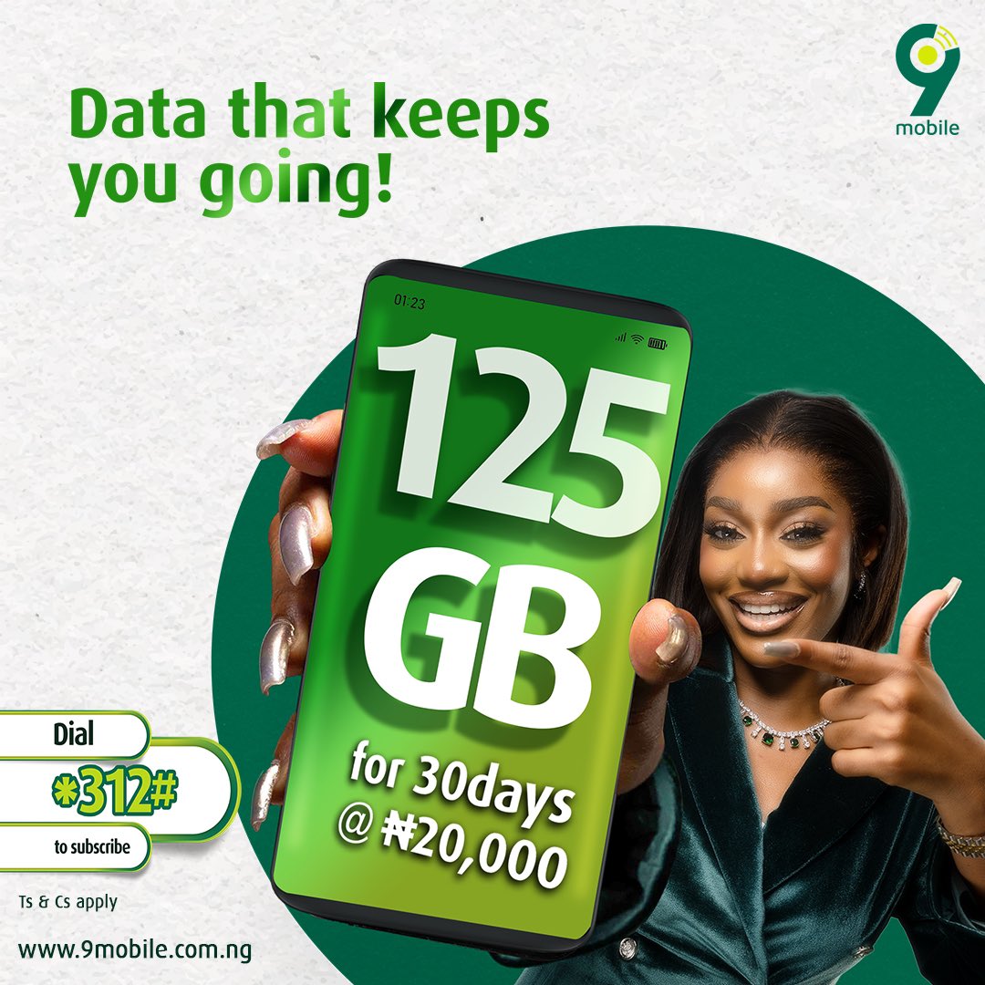 T2mobile_ng's tweet photo. Heavy on data? We’ve got you.
Dial *312# to subscribe today.
#DoMore
#DoMoreWith9mobile
#9mobileNG https://t.co/VJaRfP46Bs