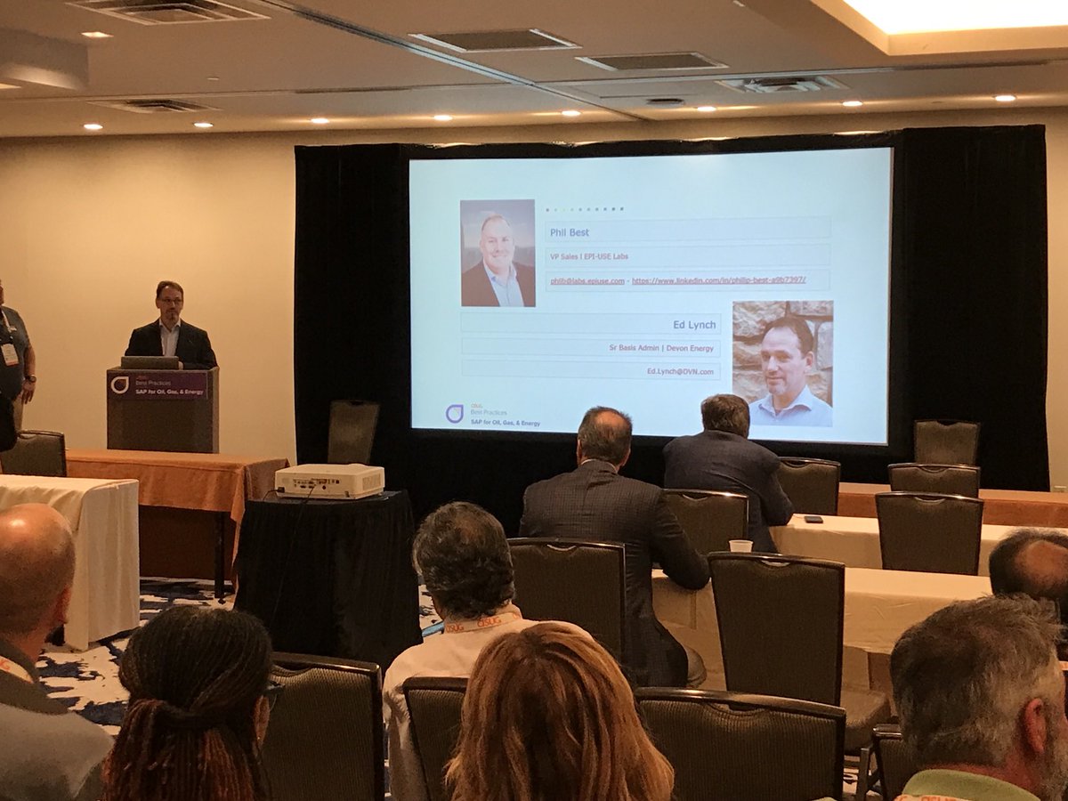 brentpottswork's tweet photo. Ed Lynch of #DevonEnergy explains how they strengthened test data management and increased efficiency within #IS-Oil and #PRA @BPOGE #SAP https://t.co/yieXaxf7GD