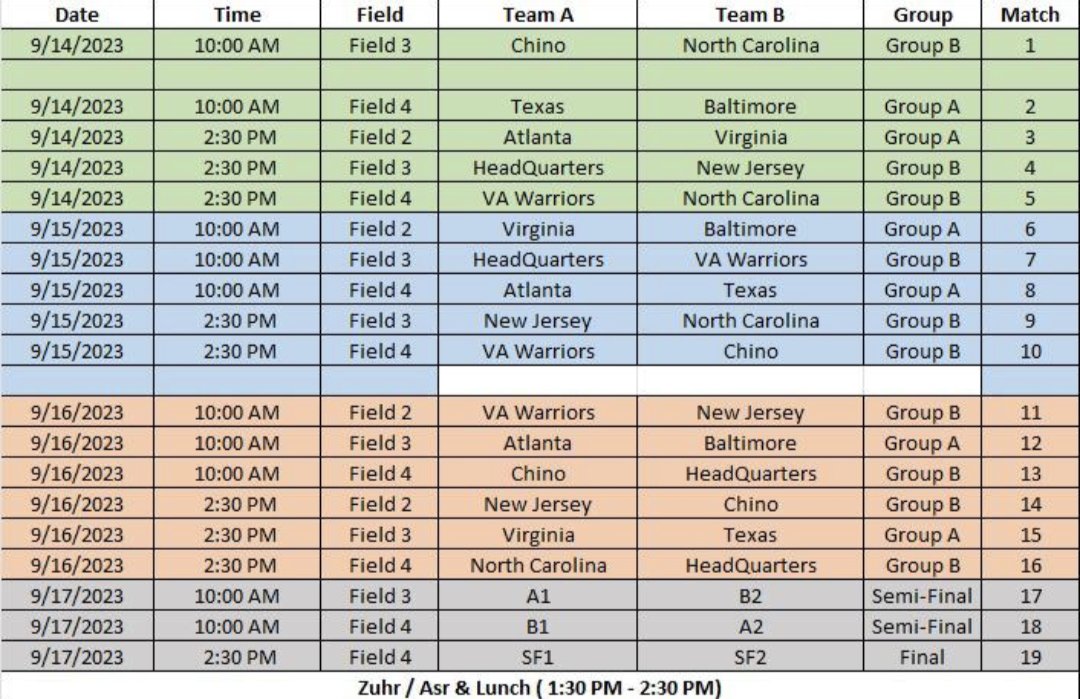 @MKA_fit @MuslimYouthUSA Here is the 4 day tournament schedule.