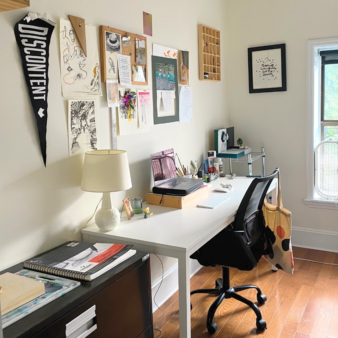 Being discontent often drives inspiration. That’s our ethos at #TGD. 

Our friend recently shared a photo of their workspace with us, and we want to know - what’s on your desk that inspires you? Tag us to be featured &amp; be eligible to receive your very own pennant, c/o #TGDmag.