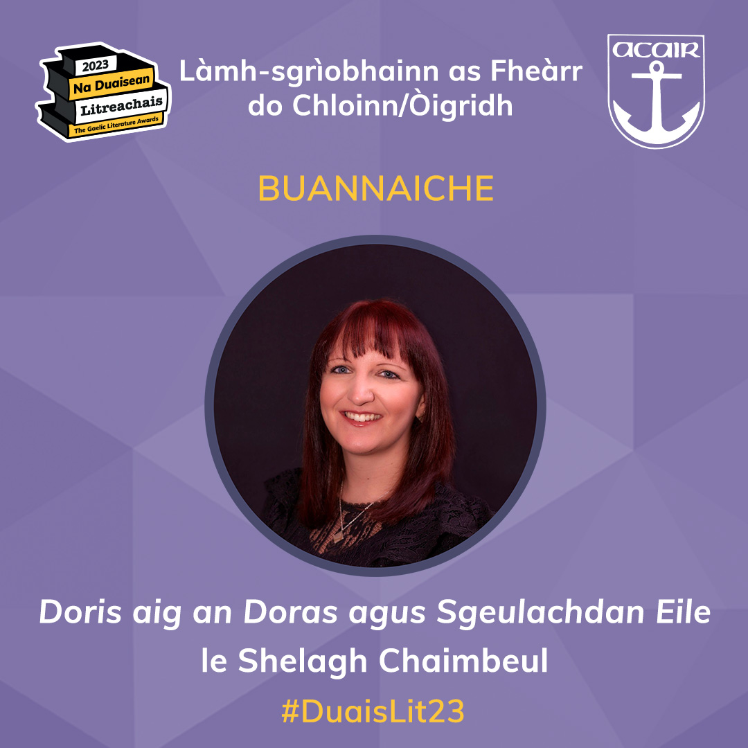 LeughLeabhar's tweet photo. Meal-a-naidheachd air Shelagh Chaimbeul, a choisinn an duais airson An Làmh-sgrìobhainn as Fheàrr do Chloinn/Òigridh 2023 le ‘Doris aig an Doras agus Sgeulachdan Eile’.

#Gàidhlig #DuaisLit23 https://t.co/VsbNR5zuN3