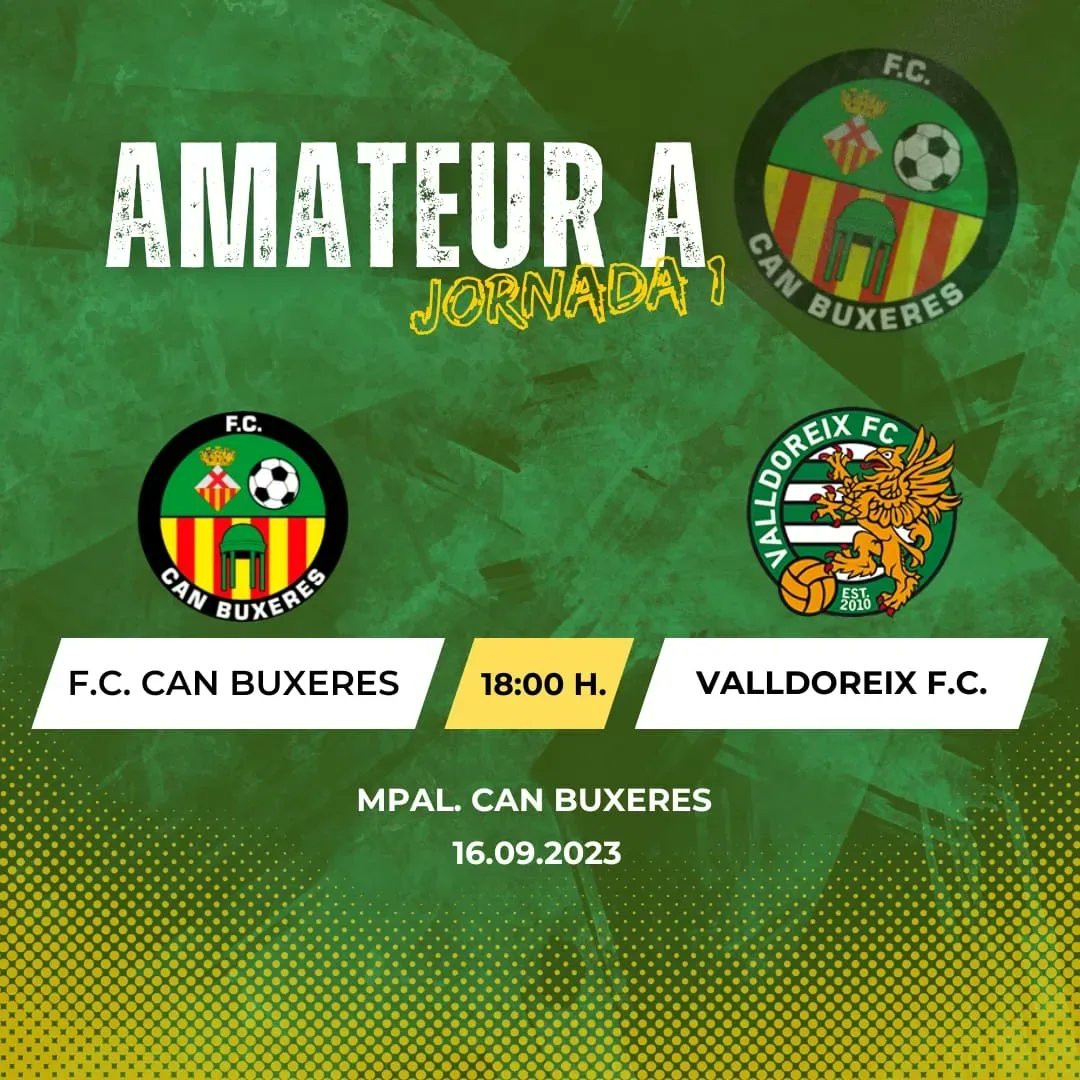 FCcanbuxeres's tweet photo. Vuelve la liga!!!
Amateur A, Amateur B y los veteranos dan el pistoletazo de salida a las competencias.
Mucha suerte para todos!!! 
#VuelveLaLiga #AmateurA #AmateurB #VeteranosCanbu #SentimientoCanbu #JuegaEnVerde #FcCanBuxeres 
⚽🧡💚 https://t.co/UgbwpRyXmb
