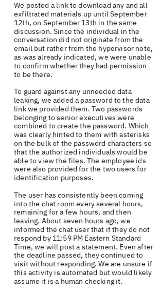 aejleslie's tweet photo. Full statement from ALPHV, regarding the attack on MGM Resorts. 🧵 1/2 https://t.co/jOm3dFjc3U