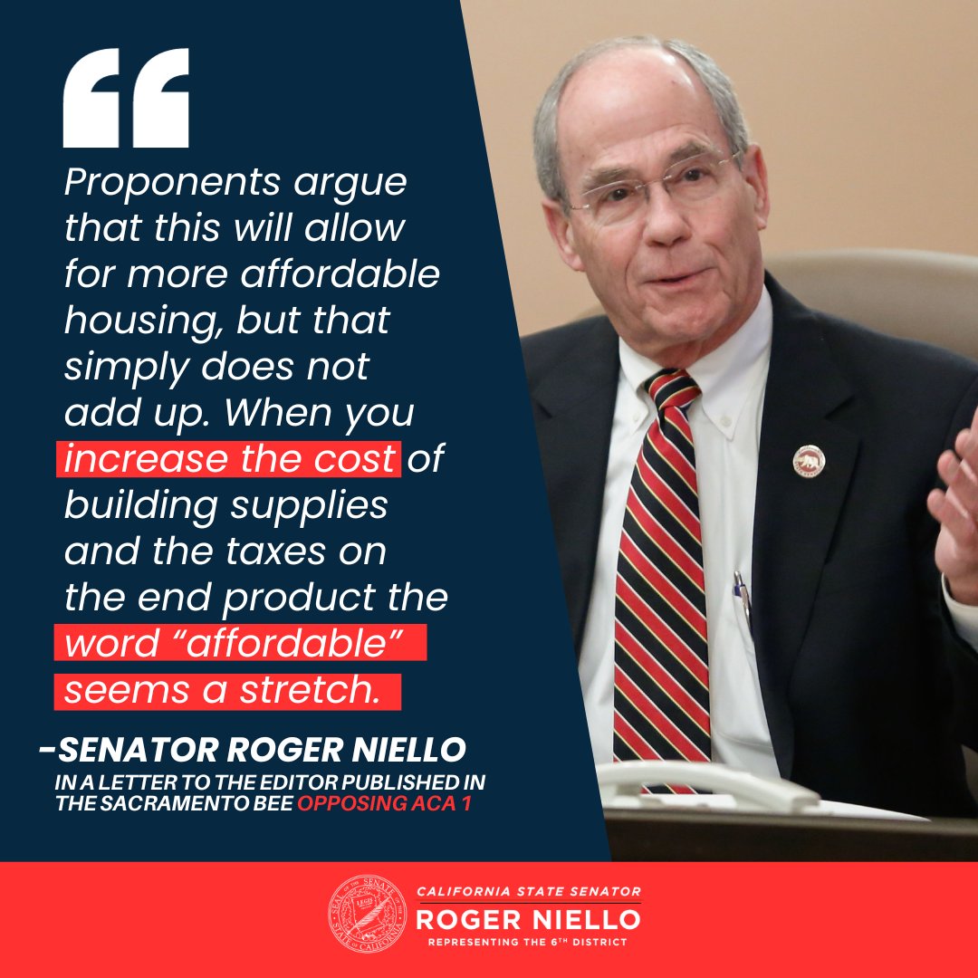My Letter to the Editor opposing #ACA1 was published in the @sacbee_news last Sunday. Lowering the threshold for tax increases by any entity should raise a red flag. 🚩 ACA 1 would undermine #Prop13 and make it easier to raise taxes by lowering the voter approval threshold. 1/3