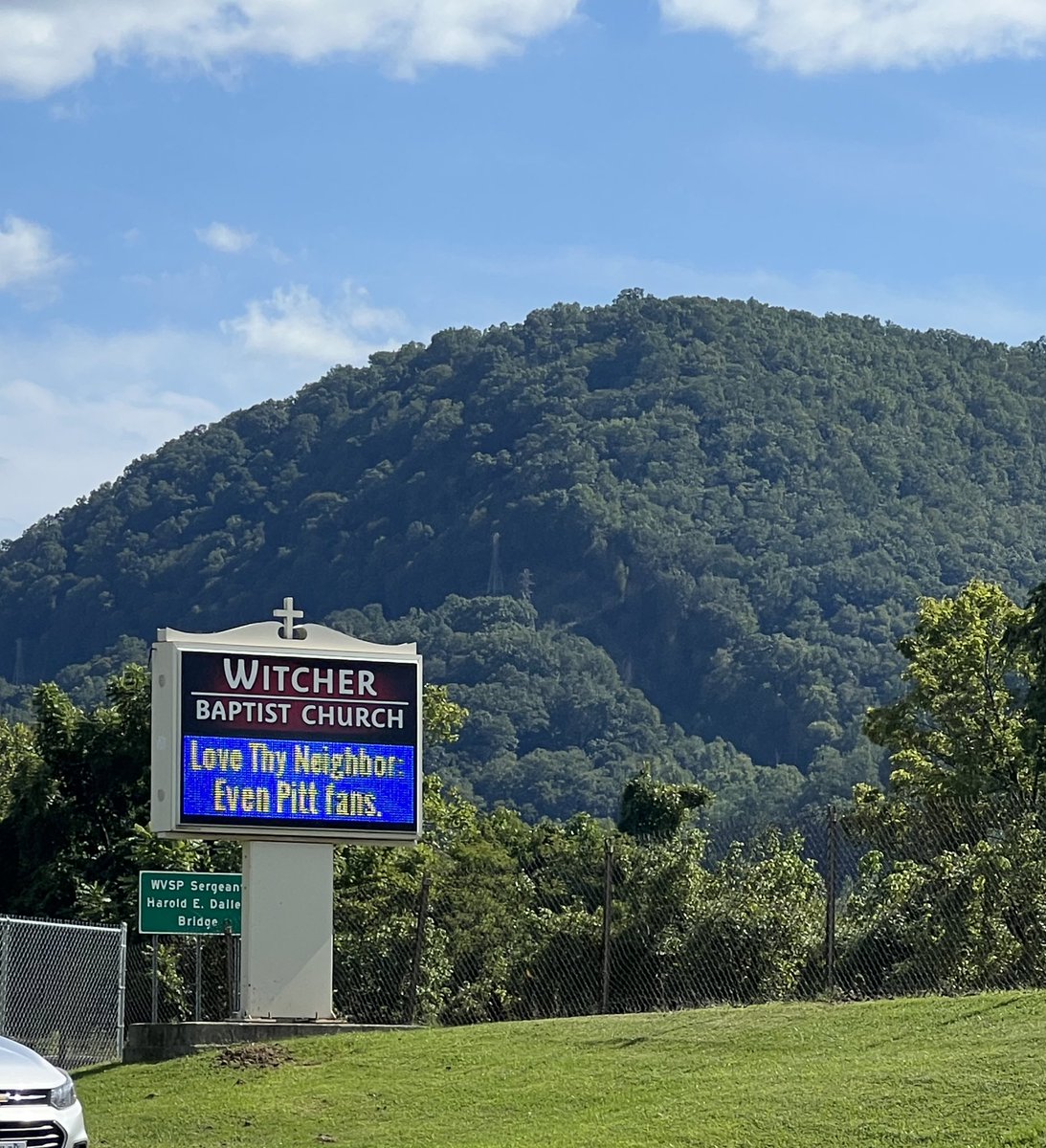 MegTheSavage's tweet image. Even the church signs are getting in on the trash talk #BackyardBrawl
