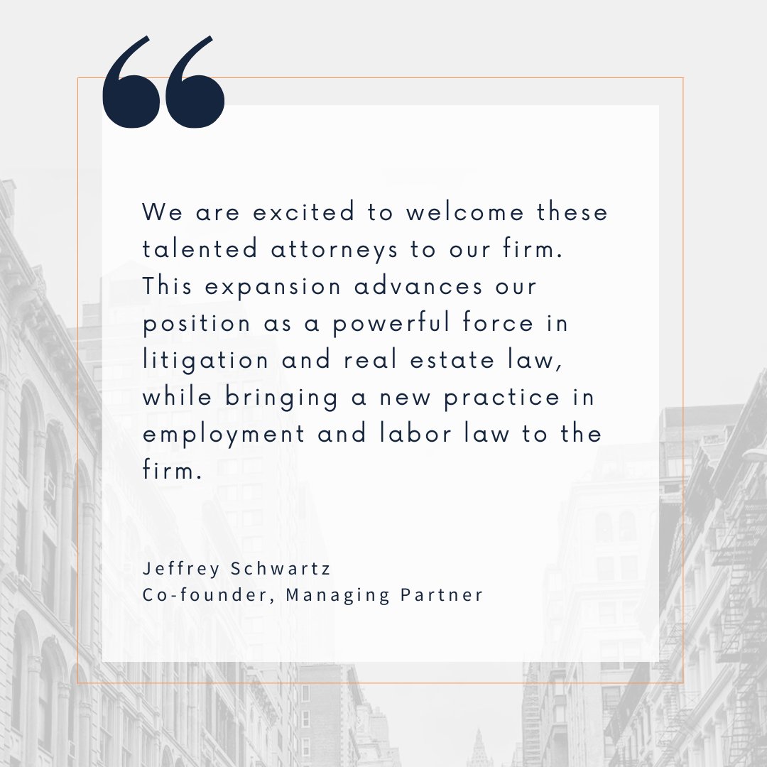 SSRGALaw's tweet photo. We are pleased to welcome to SSRGA six distinguished attorneys from Ganfer Shore Leeds &amp; Zauderer, as well as six new associates. SSRGA’s strategic expansion continues with these additions and the creation of a new employment &amp; labor law practice. https://t.co/MYeewyjnqA