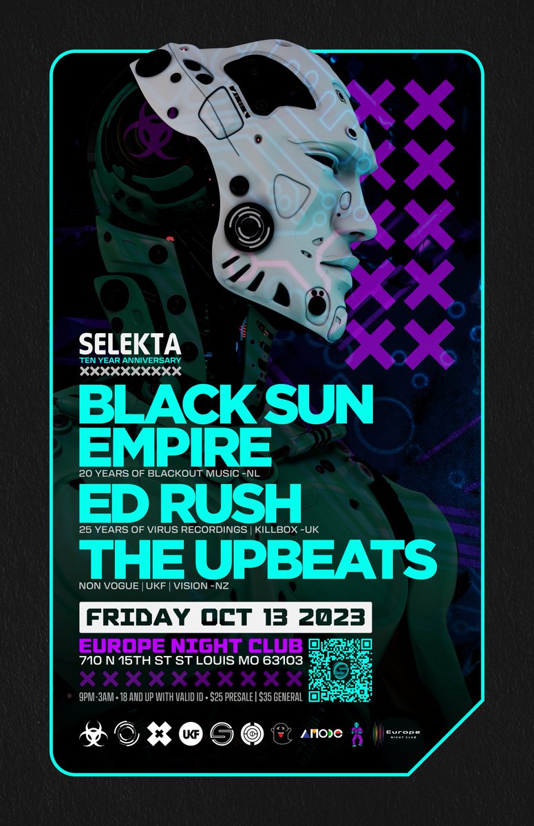 Friday the 13th of October at @EuropeNightclub celebrating ten years of #Selekta with @Ed_Rush @_BlackSunEmpire and @theupbeats #drumandbass