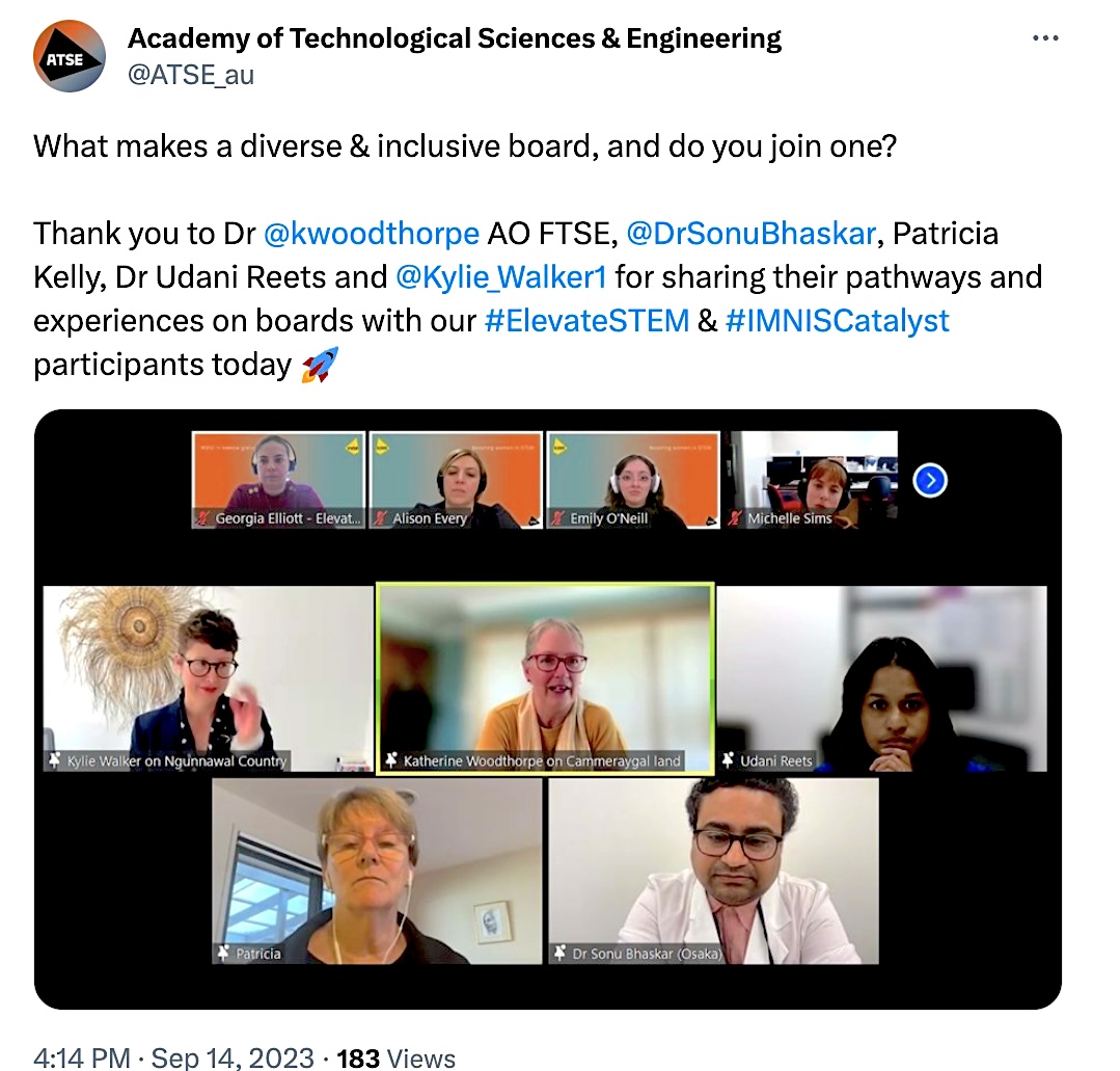 Yesterday, I had the great privilege of contributing to a dynamic roundtable discussion on "Boards and Directorships: What Makes a Diverse and Inclusive Board?" Hosted by the brilliant Kylie Walker <a href="/Kylie_Walker1/">Kylie Walker</a>, CEO of ATSE, this event brought together a passionate group of