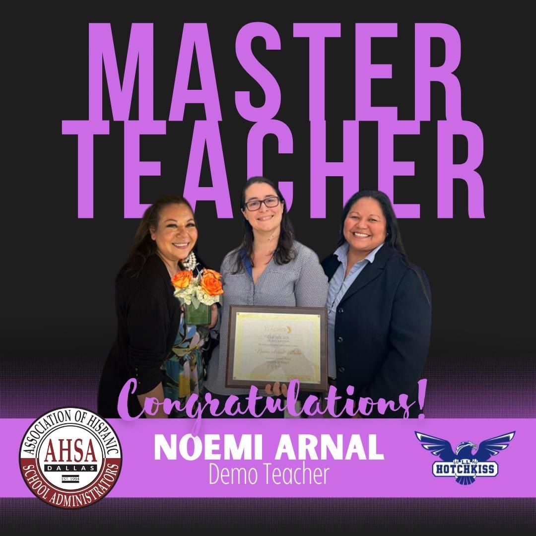 ahsadallas's tweet photo. Congratulations to AHSA Teacher Leader, Noemi Arnal! The Hotchkiss community, ED Barrios, Principal Puente and the entire AHSA familia are excited to see you flourish. Keep soaring! @LLHotchkissElem @SBarrios_DISD #buildingthepipeline #AHSAmission @puentedisd https://t.co/kqvkRnrRQ5