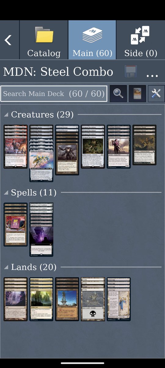 1mrlee's tweet photo. I like to experiment with brewing in eternal formats.
Modern Brewing: Steel Overseer + Cauldren + Cinderhaze
Pros:
Opponent discards their hand.
Affinity shell.
Pump team for unlimited damage.
Cons:
Only on your turn
Combo is plan B
Feedback welcome
#MTGBrew #MTGModern https://t.co/mMQxwup2a4